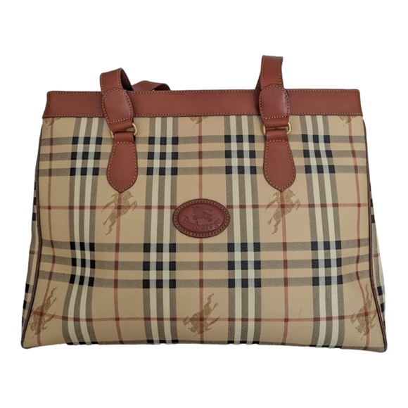 Burberry Handbags - Burberry Regent Tote Haymarket Coated Canvas Medium